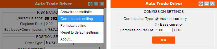 Commission setting