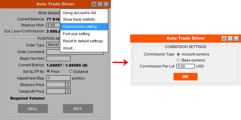 Auto Trade Driver - Commission Setting