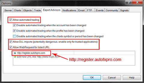 Expert Advisor settings Expert Advisor settings